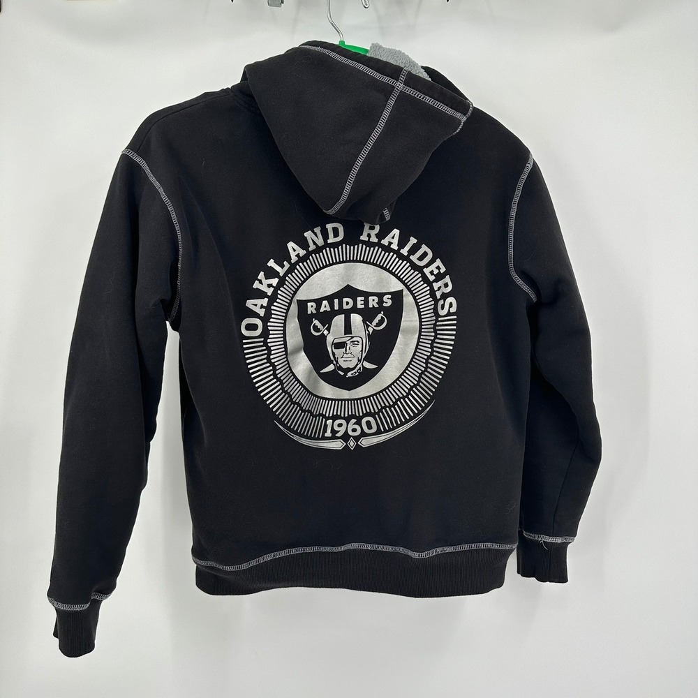 NFL Pro Line Oakland Raiders Mens Black Sherpa Lined Zip Hoodie Size M Football